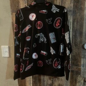 NWT Andi One men's Black Graphic Long Sleeve hooded sweat shirt size Medium (sh2